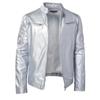 Mens Motorcycle Leather Jacket Slim Fit Short-Coat Lapel PU Jackets Autumn Zipper Stand Windproof Leather Coat Mens Clothing