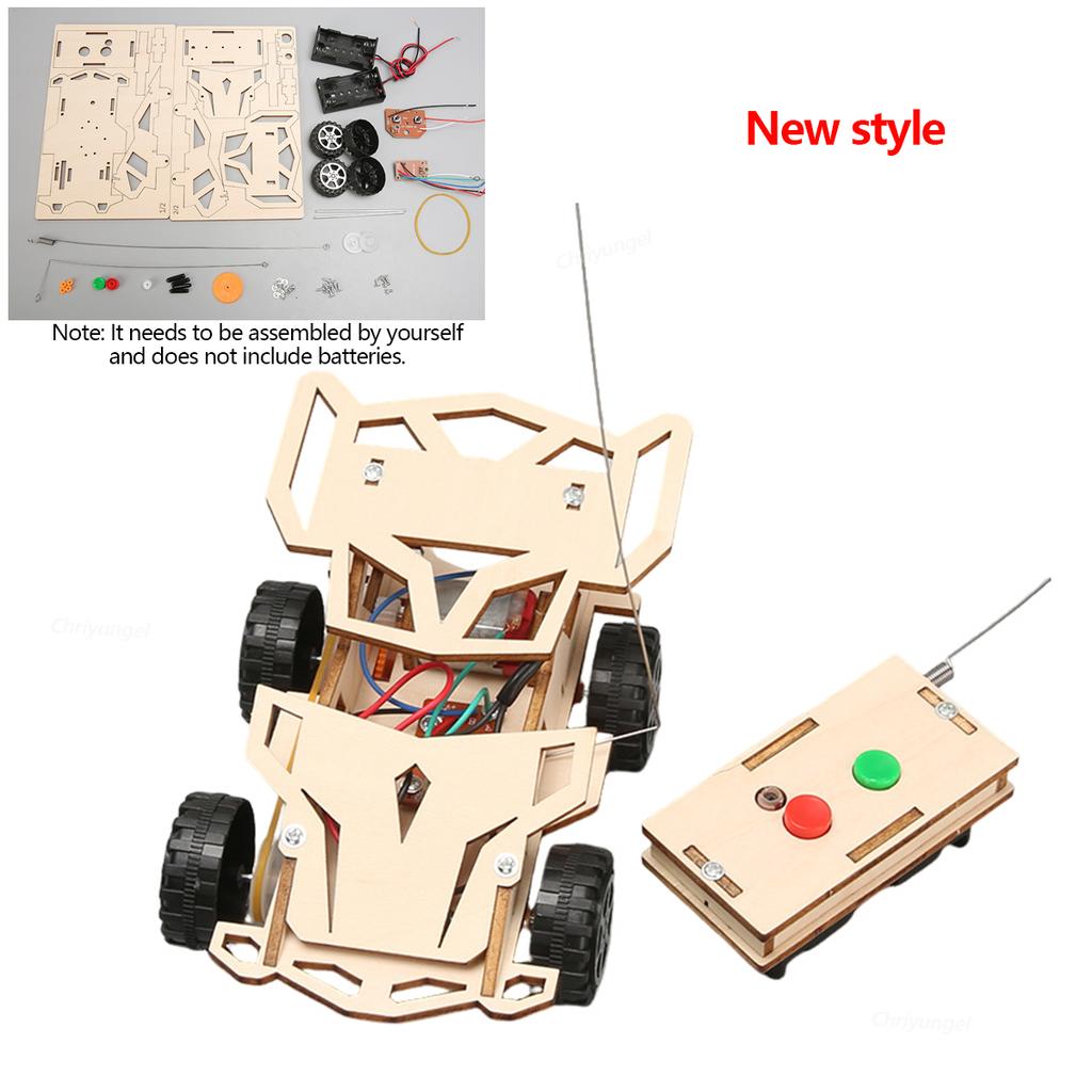 DIY Wooden Remote Control Car Wooden Four Wheel Drive Racing Assembling Science Experiment Kits KIDS STEM Educational Toy