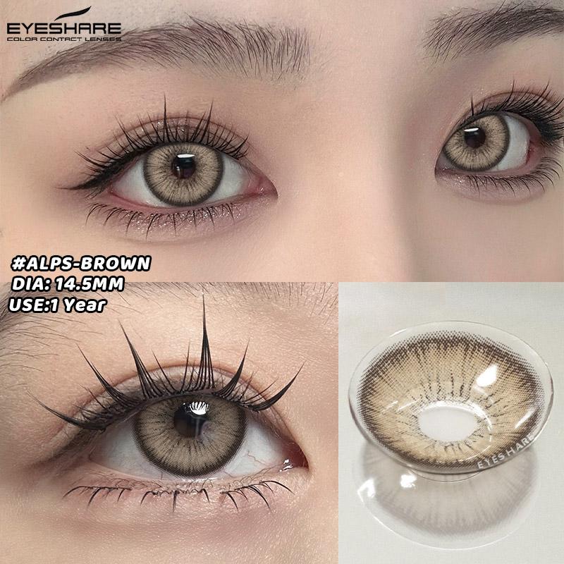 AMARA 2 Stück Neue Farbige Kontaktlinsen für Augen Mode Braune Linsen Natur Weiche Linsen Schönheit Pupille Damen Make-up