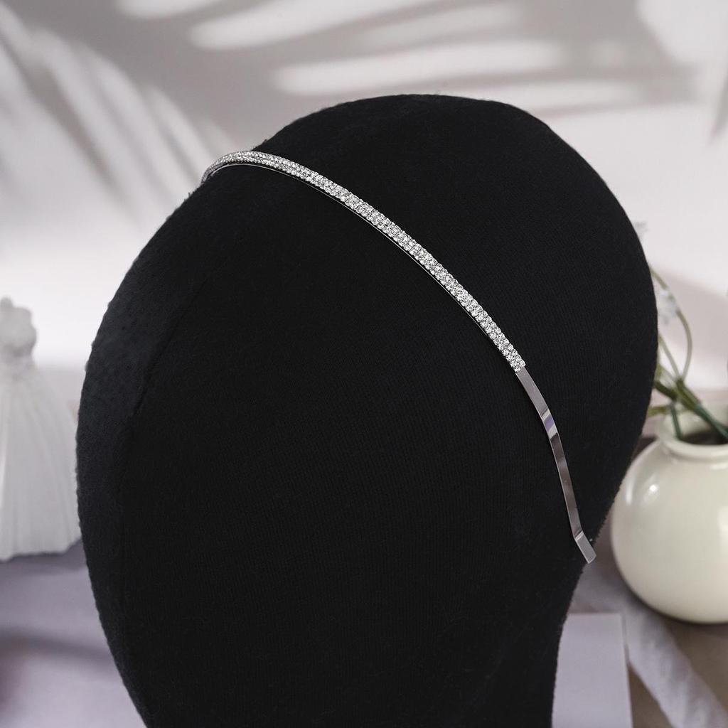 Women's Double Row Rhinestone Metal Headband for Everyday and Party Wear
