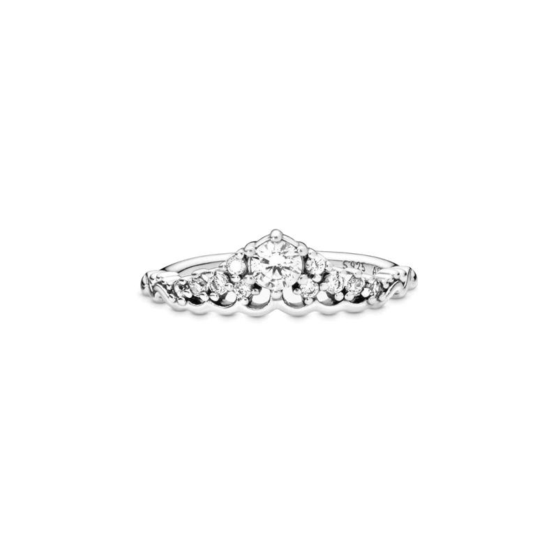 Pandora Y-shaped sparkling crown 925 silver ring for women 54