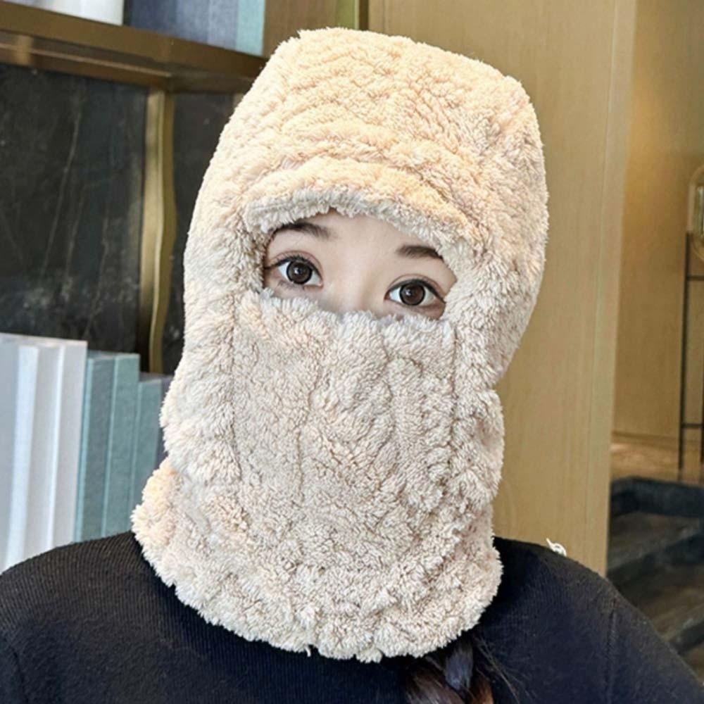 Polyester Warm Wrap Head Hat Solid Color Compact Cap Scarf Ski Windproof Cap Women