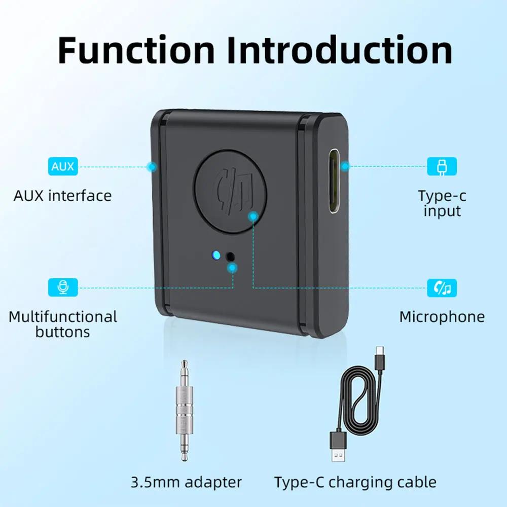 Bluetooth 5.3 Aux Receiver Wireless Car Bluetooth Adapter 3.5mm To 3.5mm Jack Audio Music Mic Handsfree Adapter for Car Speaker