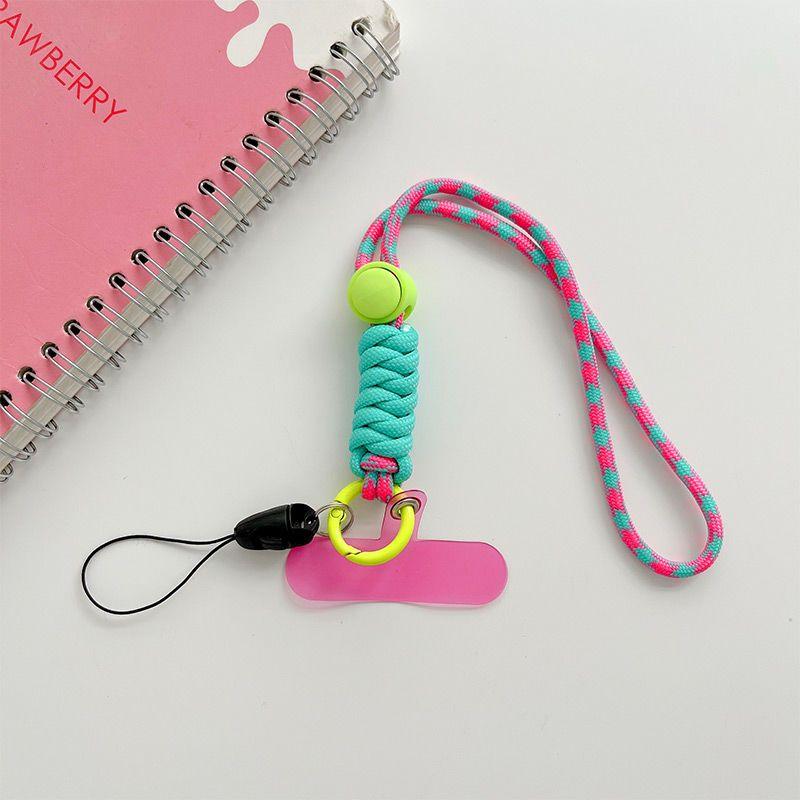 

Short Wrist Woven Phone Lanyard Hand Strap Colorful Pendant Mobile Phone Lanyard With Detachable Anti Loss Lanyards розовый