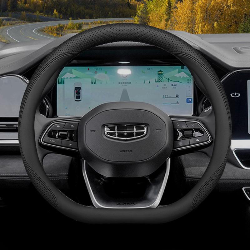 Geely Steering Wheel Cover: Ultra-thin, Four Seasons Grip for Xingyue L, Xingrui, Emgrand, Binyue Car Interiors.