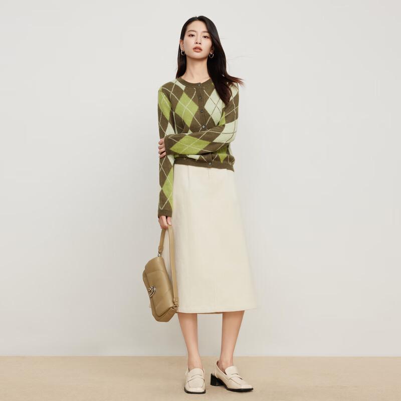 Elva' Island Women's Color-Block Rhombus Knit Cardigan