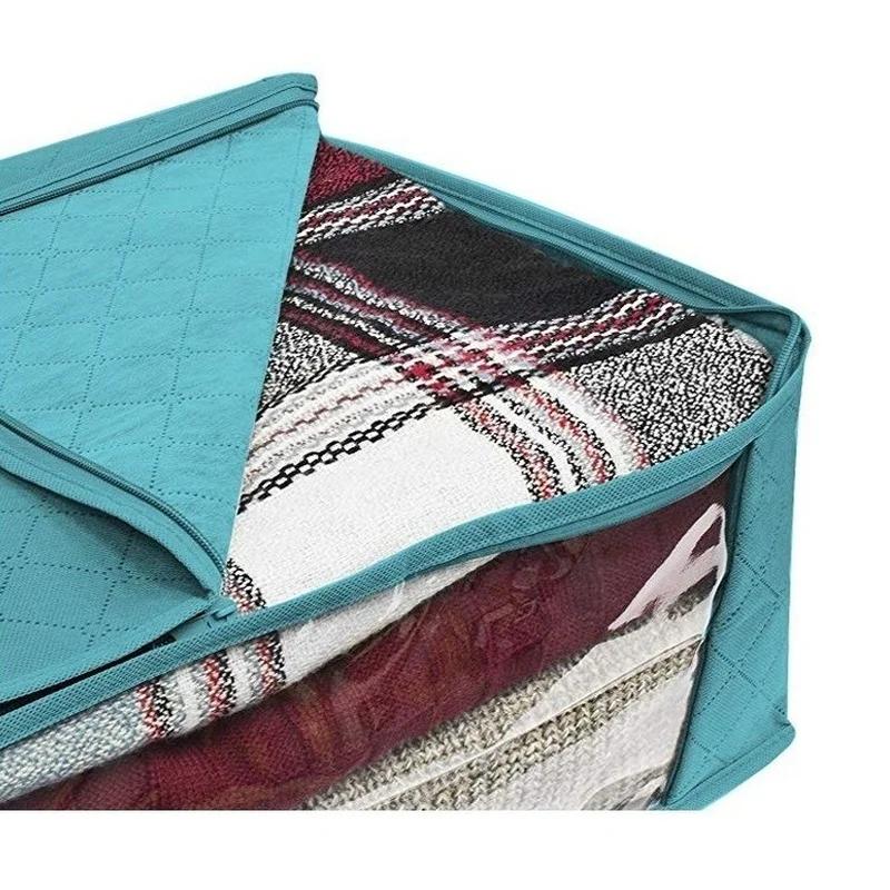 Blanket Quilt Large Storage Box Zipper Cover Window Folding Organizer Bedroom Shelf Wardrobe Cloth Toy Fabric Foldable Organizer