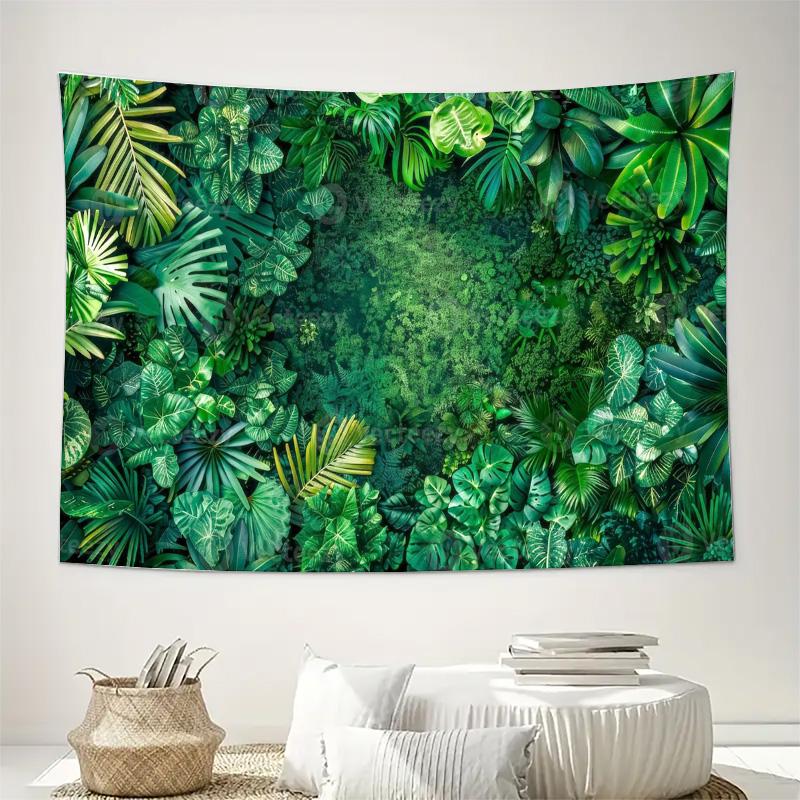 Greenery Wall Tapestry: Tropical Jungle Leaves Art for Living Room Decor Boho Style Woven Throw Fashion Blanket Multicolor Abstract Hang
