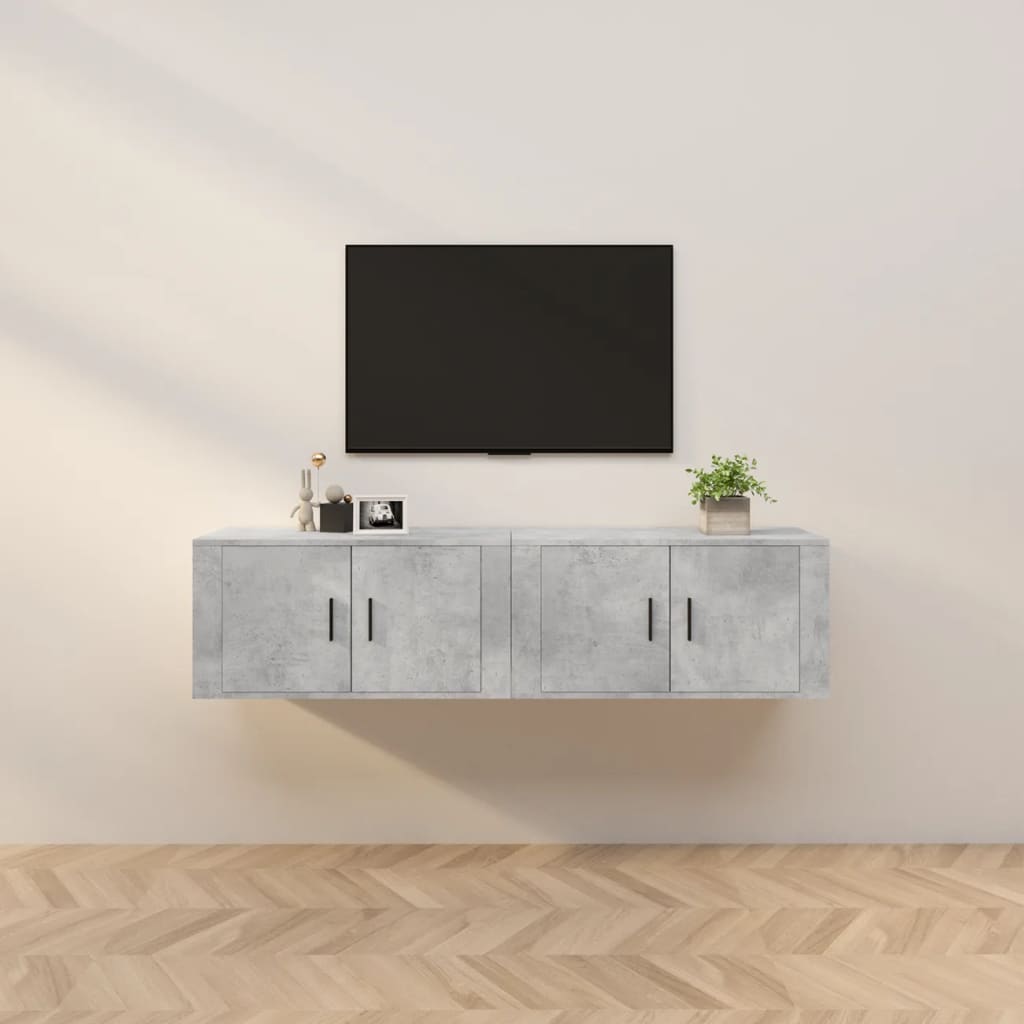Wall Mounted TV Cabinets Set of 2 Concrete Grey 80 x 34.5 x 40 cm
