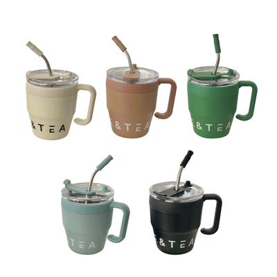 Insulated Sippy Cup Durable Reusable with Straw and Lid Stainless Steel Straw Cup for Water Iced Cold Hot Drinks Milk Juice