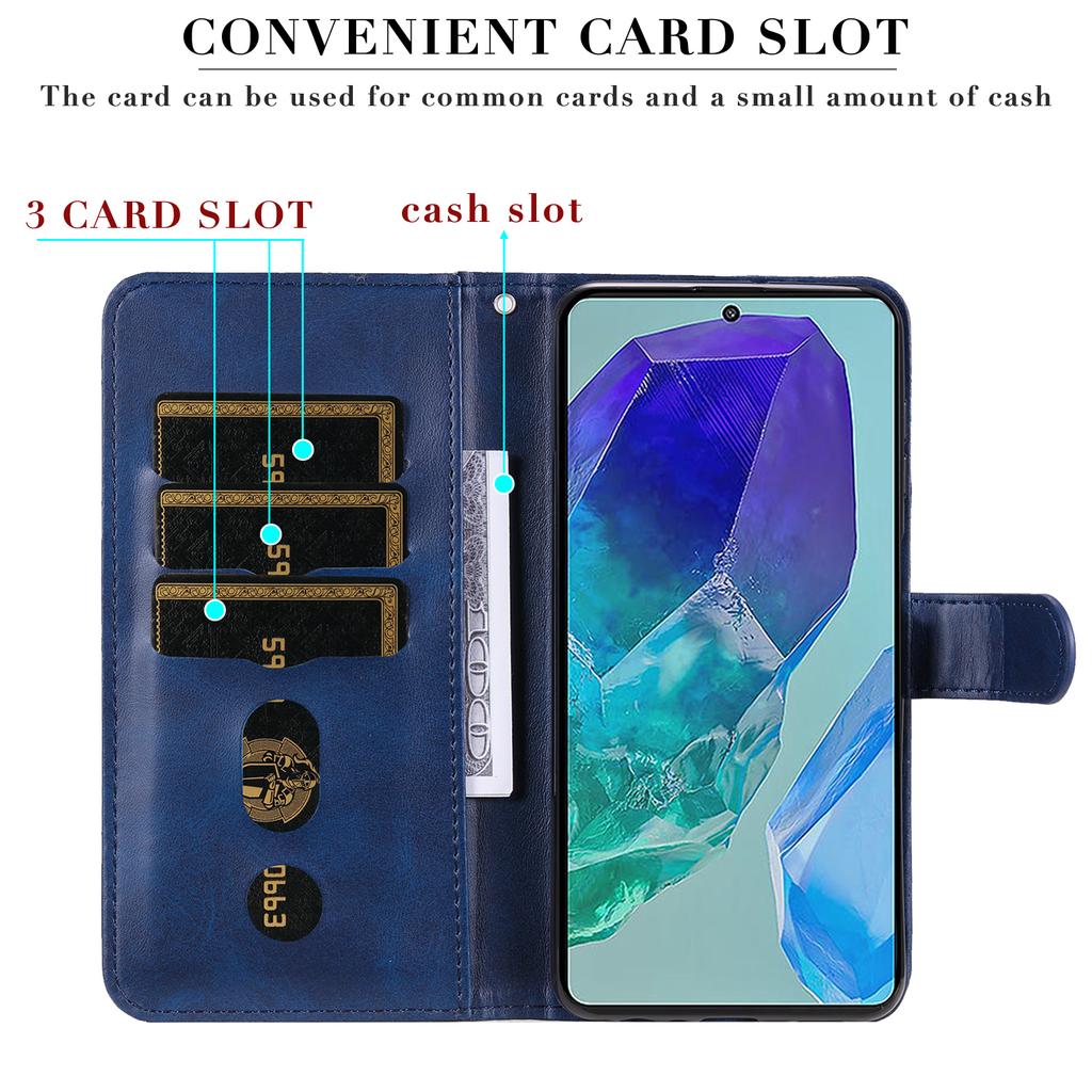 For Samsung Galaxy M55 5G/C55 5G/F55 5G Case Calf Texture Zipper Pocket Wallet Mobile Phone Cover