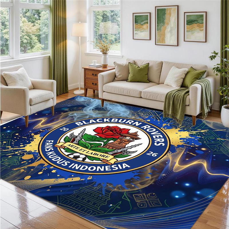 Blackburn Rovers Football Design Crystal Velvet Rug Soft Decorative Mat for Bedroom Entrance