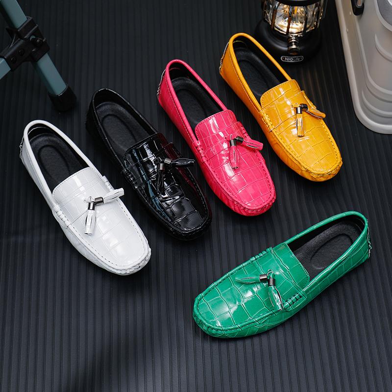 Men Leather Shoes slip on fashion Serpentine Shoe Fashion Moccasins club Party Shoes Men Loafers Shoes Men big size 48