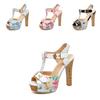 Premium Quality Womens Floral Printing Stiletto High Heels Ideal For Parties