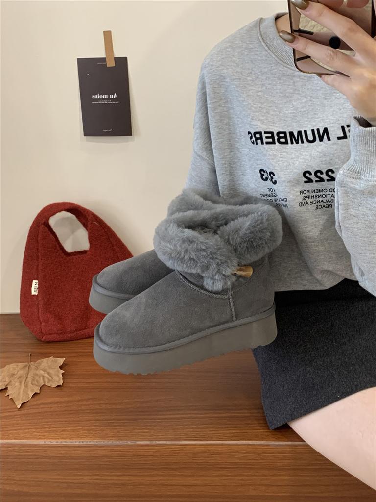 Thick-soled Snow Boots, Fluffy Boots for Women, Northeastern Cotton Shoes, Plush Warm Plush Short Boots for Women