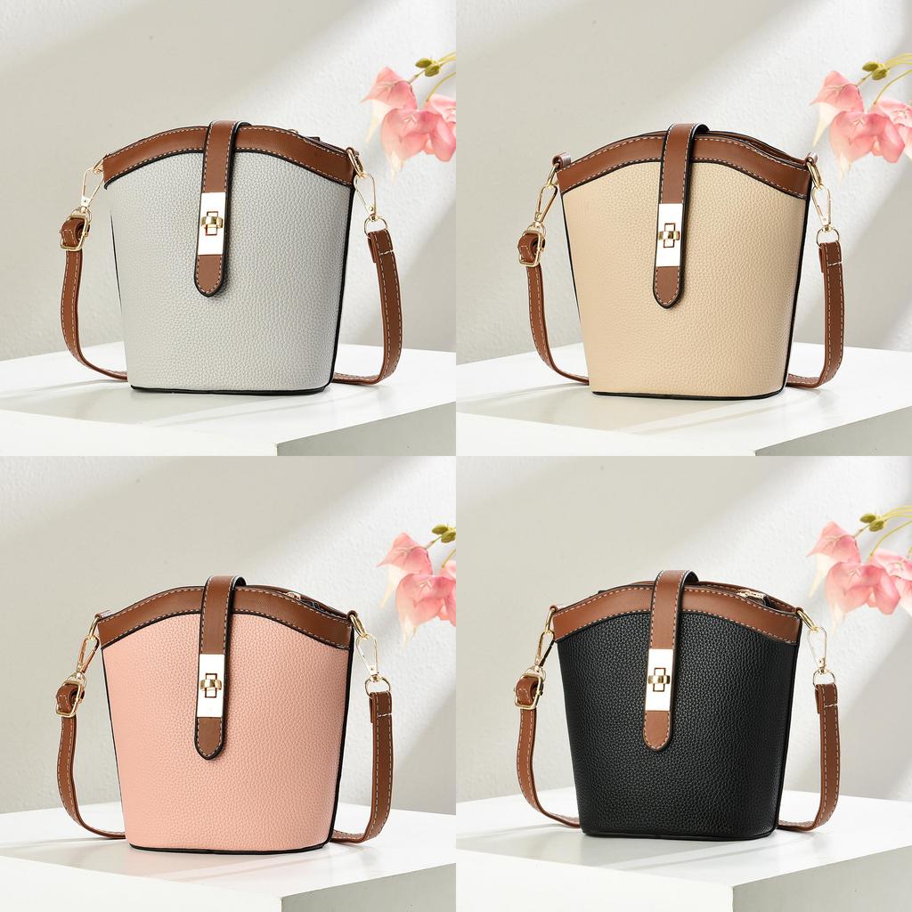 Crossbody Pu Water Bucket Bag For Women With Zipper Closure And Inner Pocket