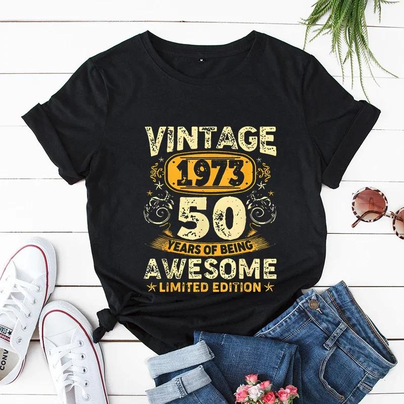 Vintage 1981 Print Unisex T Shirts Short Sleeve Unisex Tshirts Ladies Tee Shirt Tops 1973195719581961 Clothes Camisetas Mujer