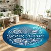 Ocean Sea (126) Theme Round Crystal Velvet Rug Custom Name Text Personalized Floor Mat Home Decor Non Slip Crystal Carpet