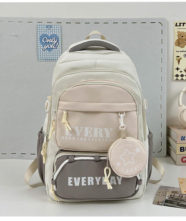 Schoolbag Korean version contrasting color splicing backpack 1011 new fashion and light travel backpack casual tooling style school bag