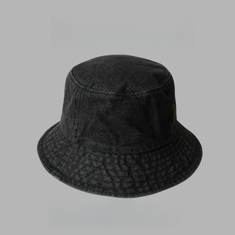 Fashion Women s Casual Bucket Hat, Vintage Denim Style Sun Hat, All-match Solid Color Hat for Street Style & Daily чёрный