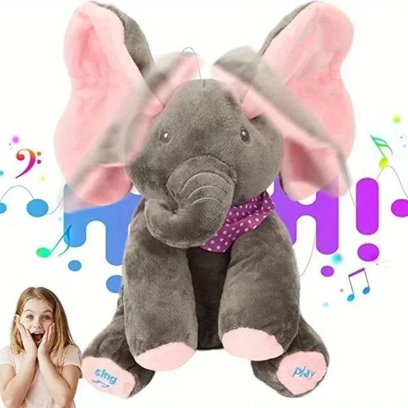 Animated Elephant Singing Elephant Home decoration model with Ears Moving Electric Plush Cute Elephant Stuffed Animal Gift
