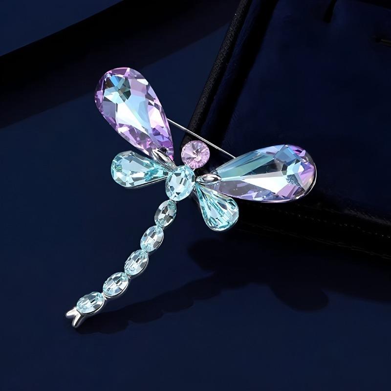 Light Luxury Crystal Dragonfly Brooch, High-end Feminine Charm, Colorful Insect Corsage, Niche Design Sense Brooch
