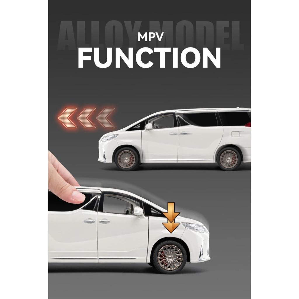 Electric Door 1/18 Lexus LM300 MPV Alloy Luxy Car Model Diecast Metal Vehicles Car Model High Simulation Sound and Light Kids Toy Gift