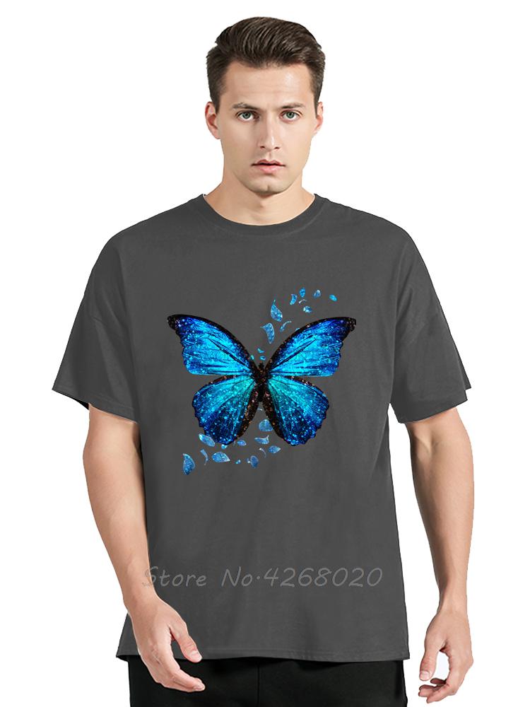 Mens Clothing Colorful Butterfly Petal Oversized Tshirt Short Sleeve Round Cotton Tshirt Cute Graphic Fitness T Shirt Female