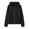 Women Hoodies Hooded Zipper Autumn Winter Thick Solid Color Drawtring Sweatshirt Coat for Daily Wear