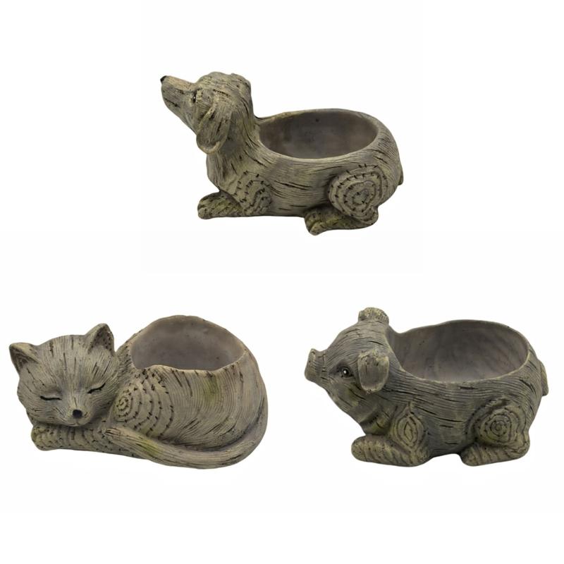 Decorative Succulent Pots Adorable Animal Themed Resin Planter for Indoor Bonsais and Cactus Balcony Air Plant Holder