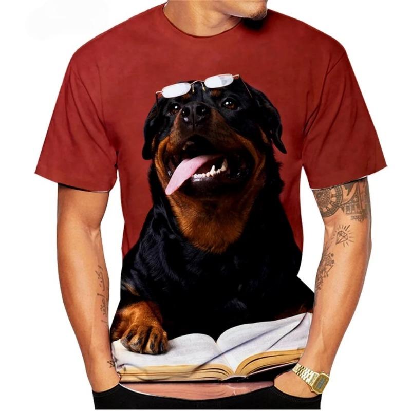 Cute Pet Dog Summer Men's T-Shirt 3D Rottweiler Fashion Print