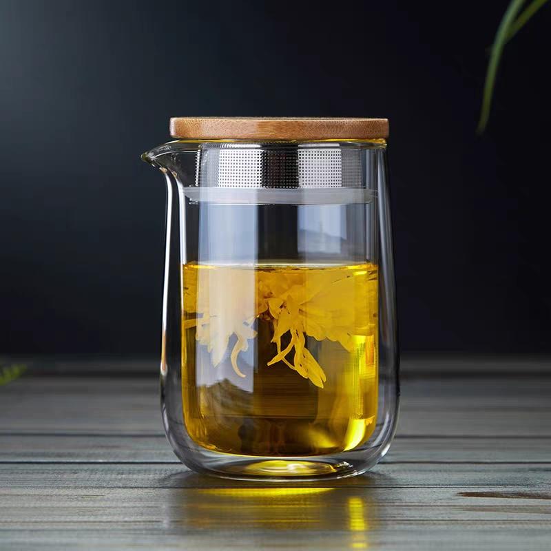 220ml Heat Resistant Double Layer Glass Teapot Kungfu Tea Maker Pot ChaHai Tea Ceremony Fair Cup Tea Dispenser Teaware