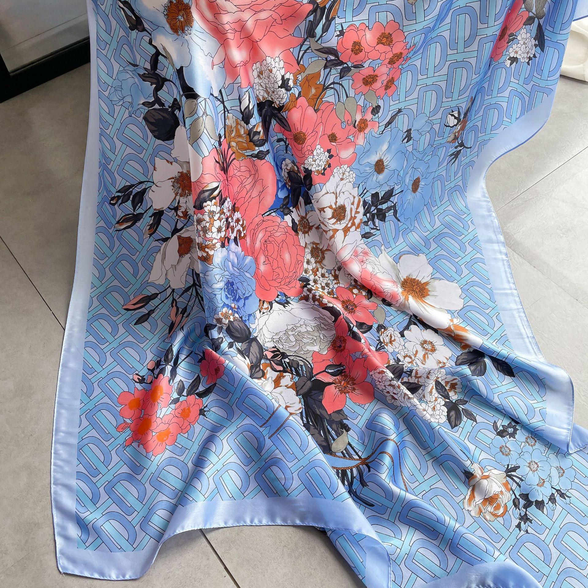 

Высококачественные роскошные шелковые шарфы, повязка на голову, шарфы, шейный шарф для женщин, шелковый шарф с цепочкой, женская декоративная шаль 180-90cm