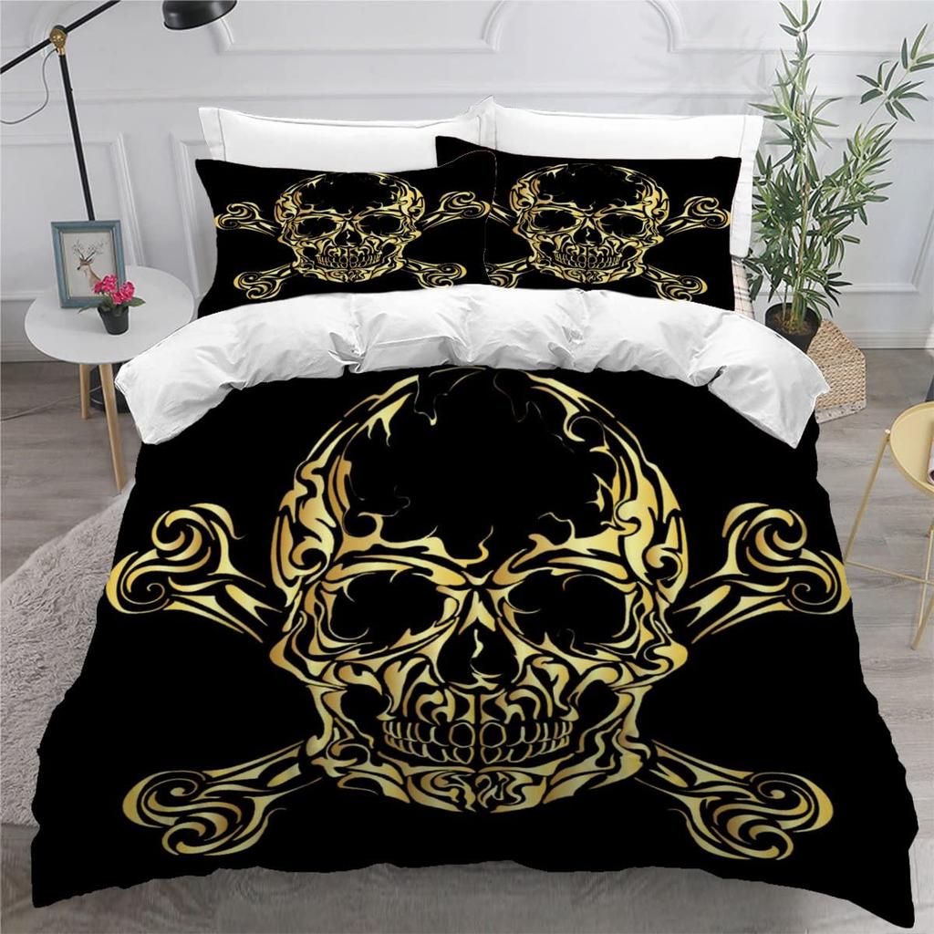 Skull And Beauty Duvet Cover Set Full Size Gothic Sugar Skull Angels And Demons Bedding Set With Pillowcase Twin Double Bed Sets