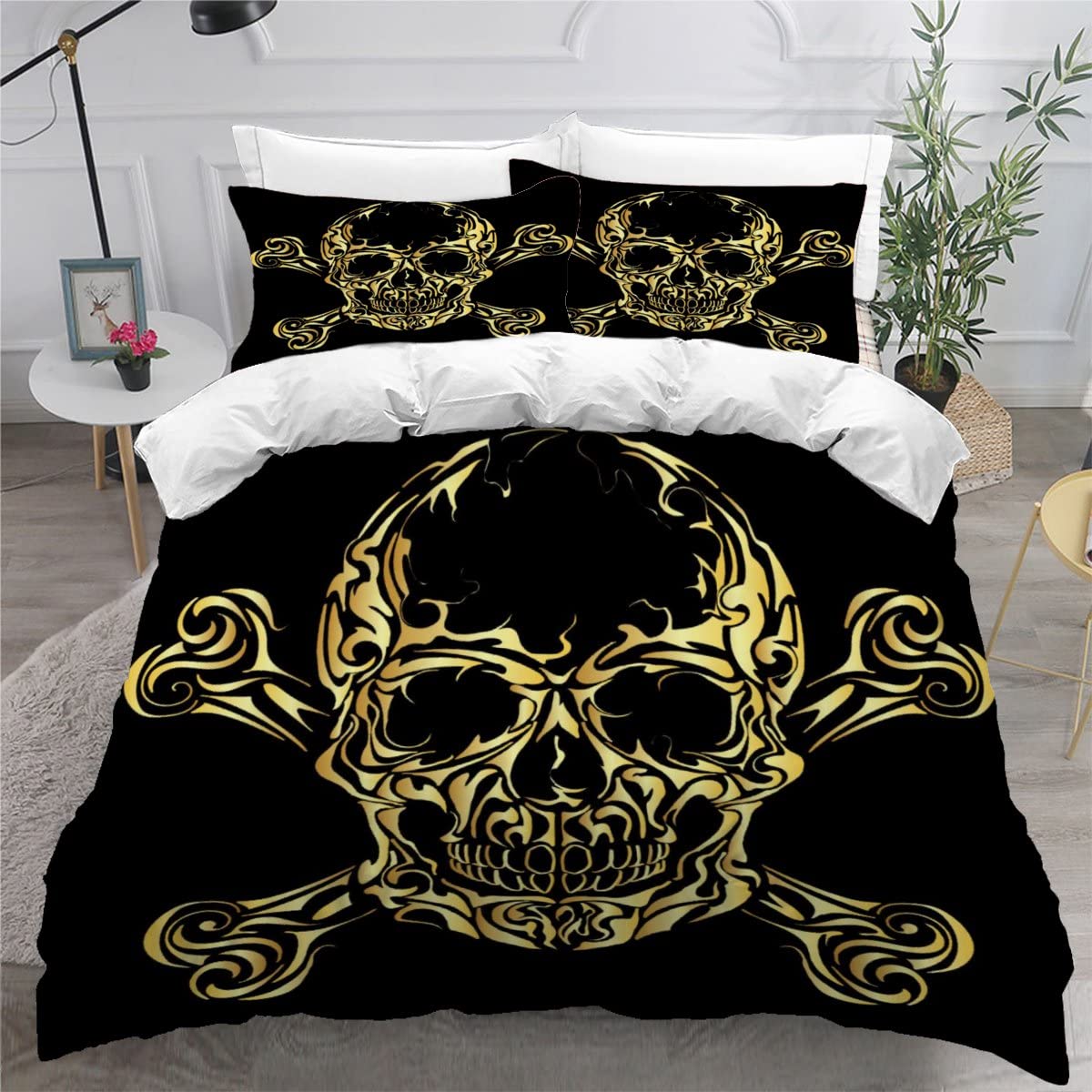 

Comforter Skull And Beauty Full Size Gothic Sugar Skull Angels And Demons Bedding Set With Twin Double Bed Sets Comforter (quilt)-EU Single(135*200cm)3pcs