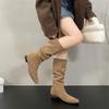 Autumn Winter Stretch Slim Women Knee High Boots Fashion Slip On Pointed Toe Shoes Street Style Low Heels Knight Long Botas