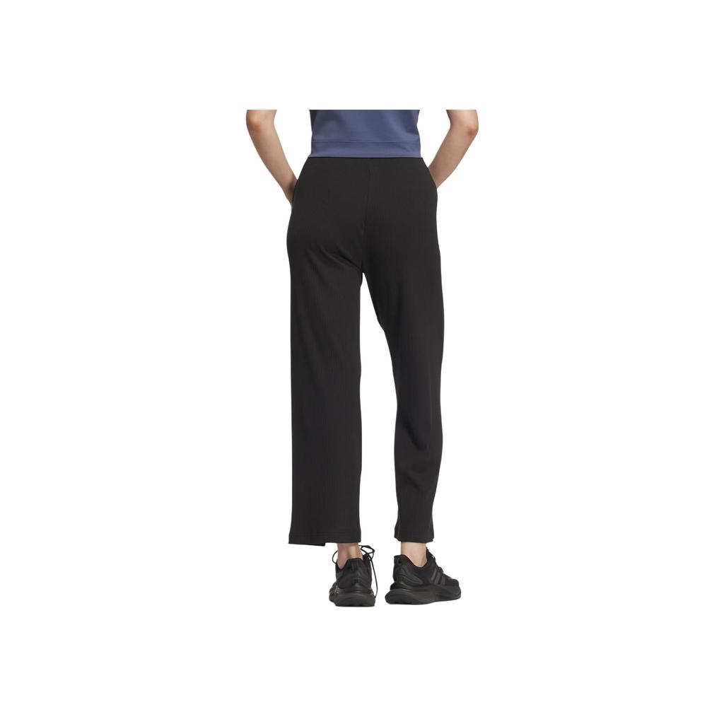 Adidas Lounge Wide Leg Knit Joggers Women Bottoms Black JJ3604