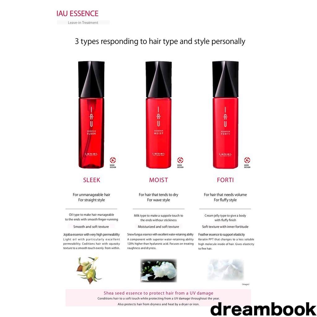 LEBEL IAU Essence Hair Treatment 100ml (Sleek / Moist / Forti Types)