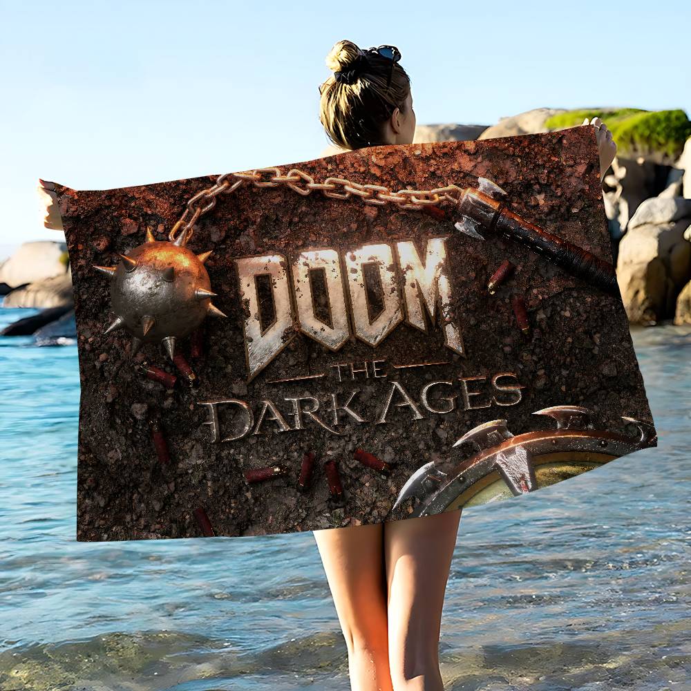 Game D-DoomS E-Eternal Microfiber Printed Beach Towel Mountain Climbing Yoga Beach Swimming Running Absorbent Soft Towel
