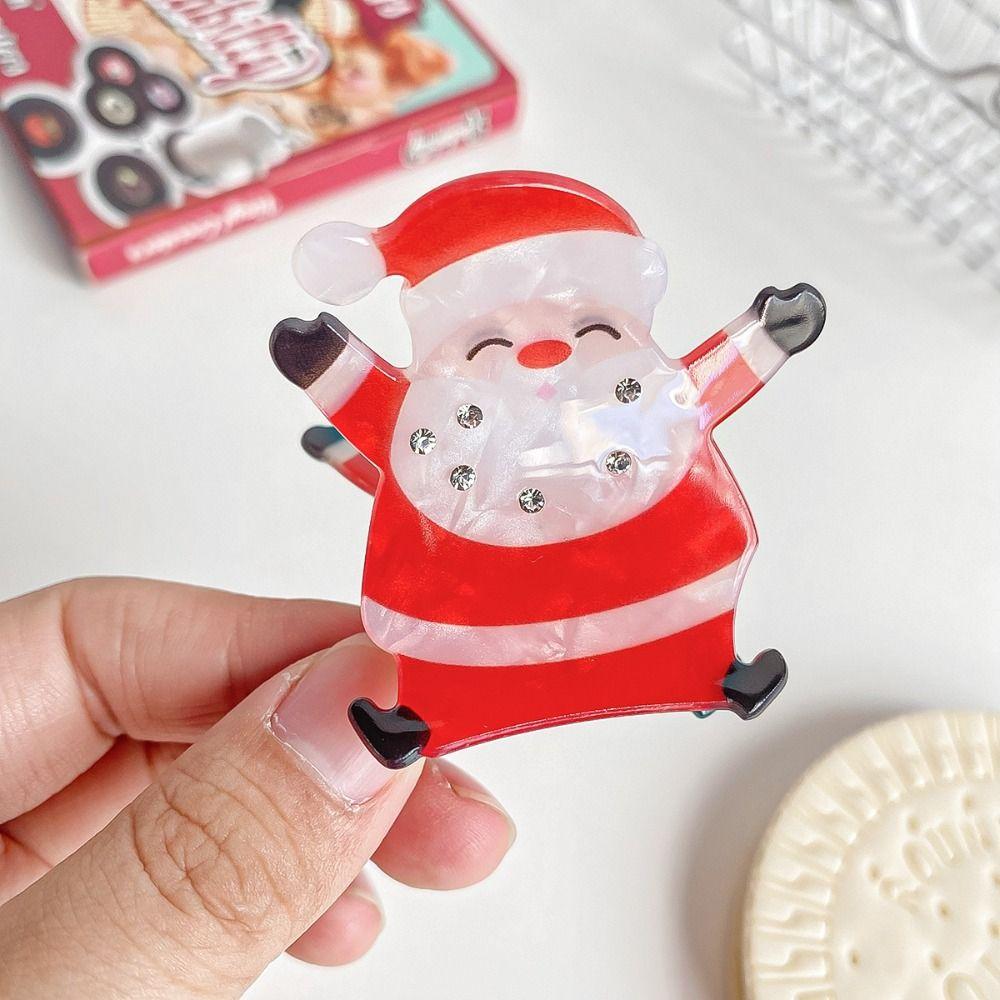 Penguin Christmas Elk Hair Claw PVC Snowman Hair Clip Creative Santa Claus Shark Clip  Party