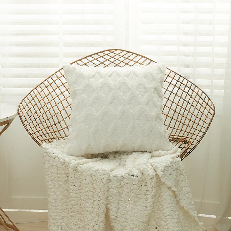 

Sofa Pillowcase Ins Style Nordic Style Solid Color Light Luxury Plush Home Fabric Pillowcase 45*45cm