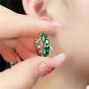 Retro Hong Kong style emerald earrings temperament design sense high-grade green ring ear buckle new light luxury zircon