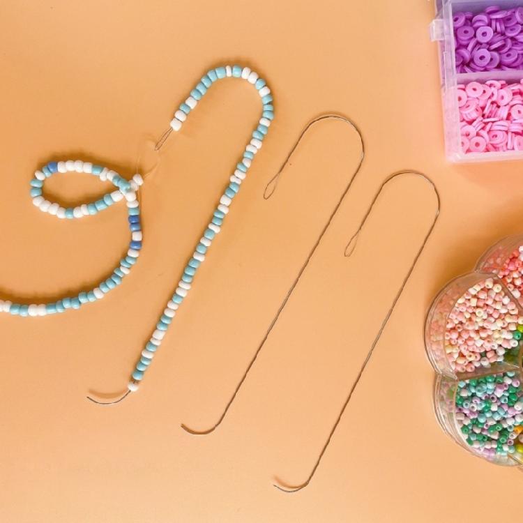 4Pieces Bead Spinner Needle Set Portable Bead Spinner Needle Set Large Eye Needle for Handmade Jewelry and Beadwork