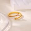Love Cupid Pink Zircon Heart Rings For Women Men Gold Color Opening Adjustable Heart Ring Wedding Jewelry Girlfriend Gift