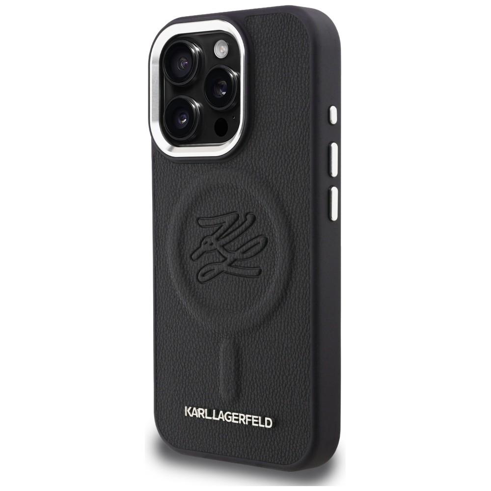 Karl Lagerfeld Initial & Metal Logo MagSafe Case for iPhone 16 Pro Black