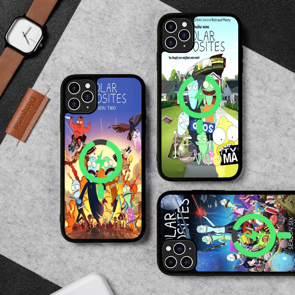 S-Solar O-Opposites Cartoon Magnetic Phone Case For IPhone 16 15 14 13 12 11 17 Pro Max Plus Wireless Charge Cover
