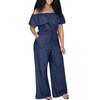 One Shoulder Sleeveless Jumpsuit For Women Fashion Denim Legs Pants Romper Elegant High Waist Jumpsuit