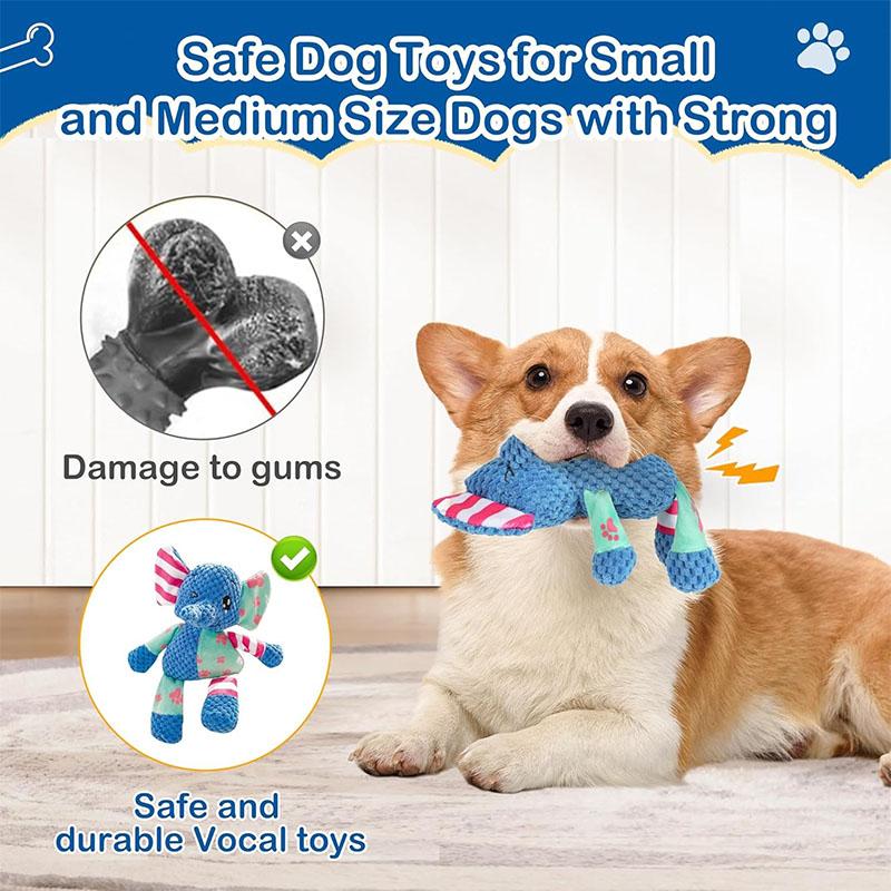 Resistant Interactive Dog Toys - Squeak & Rope Toy for Large Dogs & Aggressive Chewers, Puppy Teething Pet Elephant Plush Toy