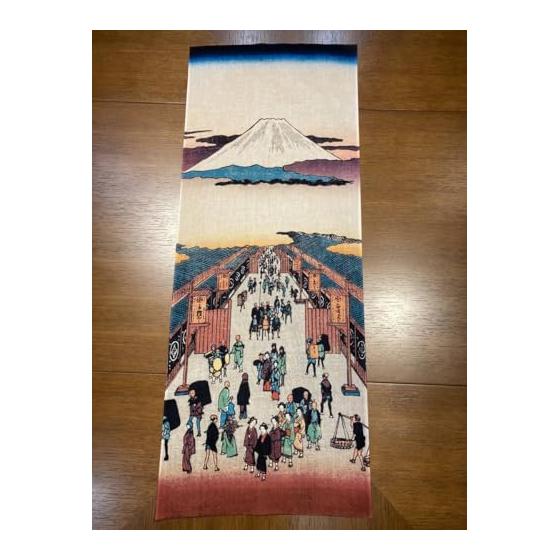 Ukiyo-e Tenugui Towel by Hiroshige Utagawa - Famous Views of Edo: Suruga Butterfly - Premium Tokka Cotton with Reactive Dye Print - Made in Japan