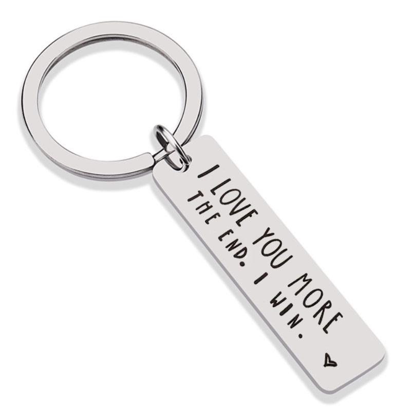 Stainless Steel 'I LOVE YOU MORE' Keychain Pendant - Valentine's Day Gift